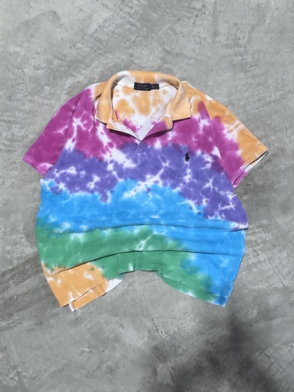 Polo Ralph Lauren Rainbow Tie Dye Polo Shirt Men's L Custom Dyed
